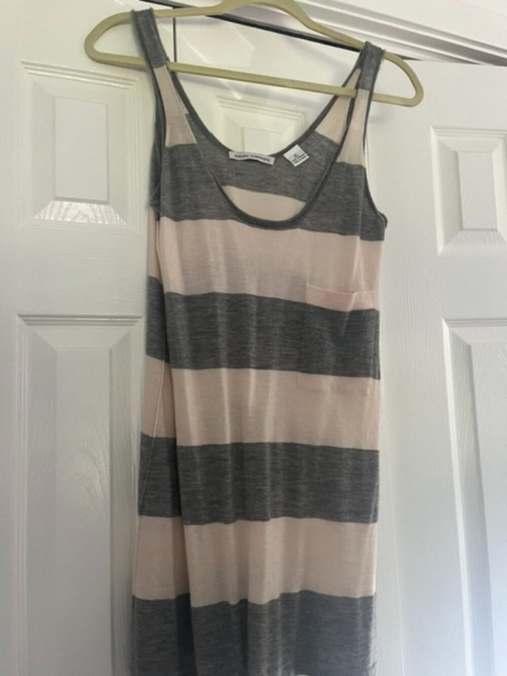 Autumn Cashmere 100% Cashmere Striped Sleeveless Dress Gray Pink Size M